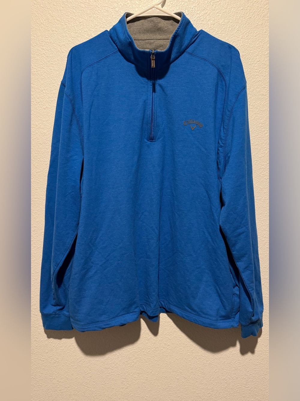Callaway Men’s XL Blue Solid 1/4 Zip Mock Neck Golf Pullover Long Sleeve